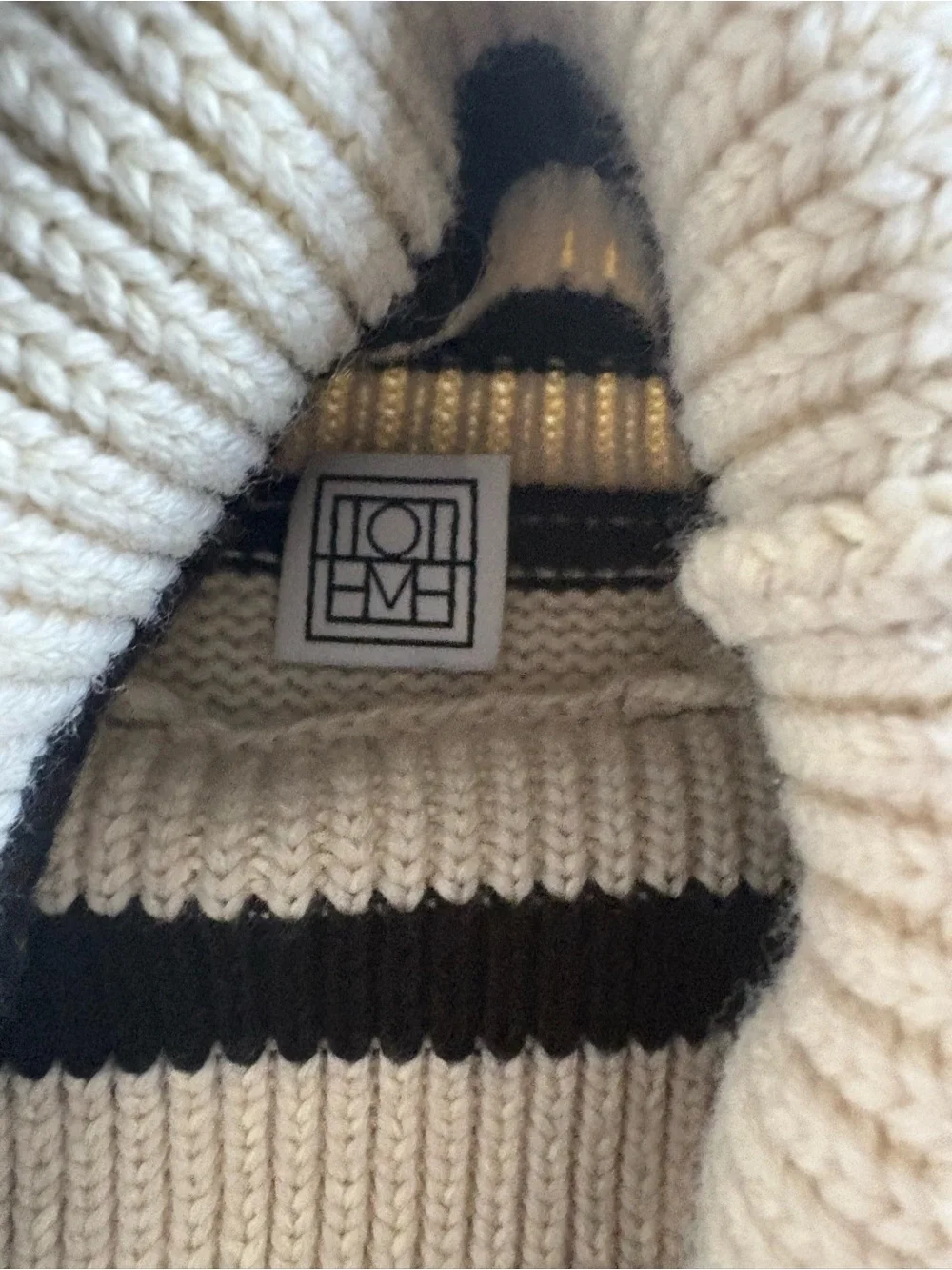 Toteme Turtleneck Striped Boxy Sweater - Cream/Black